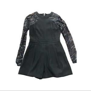 Black long sleeve romper with sequins